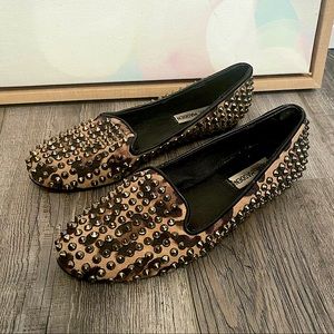 Steve Madden Studly Studded Leopard Flat Loafers 7
